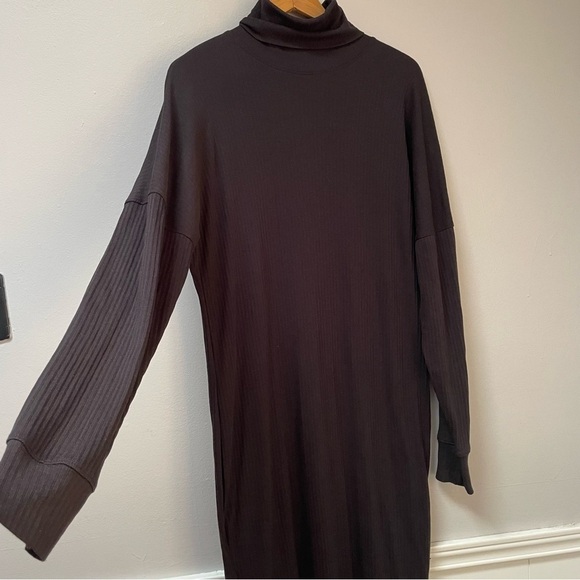 Missguided Black Ribbed Turtleneck Long Sleeve Sweater Midi Dress - Picture 5 of 8